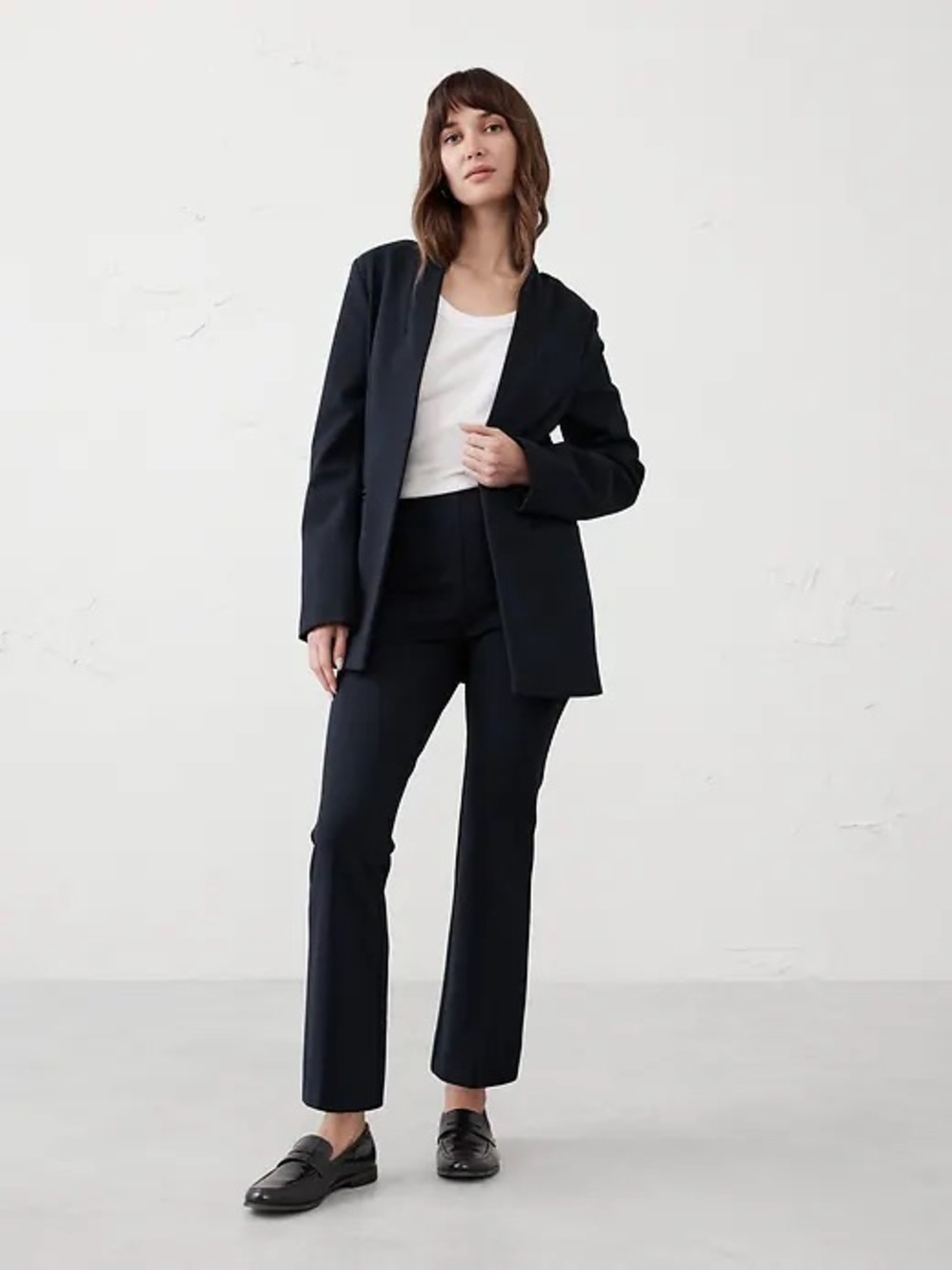 Banana Republic Ponte Collarless Blazer in Preppy Navy NWT XL